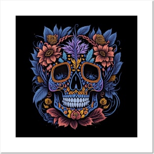 Skull with Flowers Posters and Art